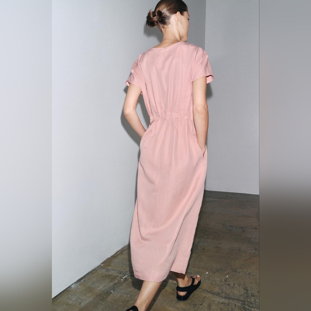 Zara Pale Pink Midi Dress - Picture 3 of 8
